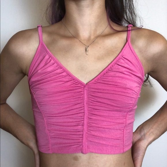 Urban Outfitters Tops - Urban Outfitters Hot Pink Ruched Cropped Tank Top! NWOT!